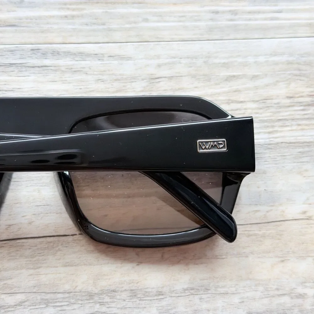 WMP Harlee Oversized Square Sunglasses Black Thick Frame UV Protection